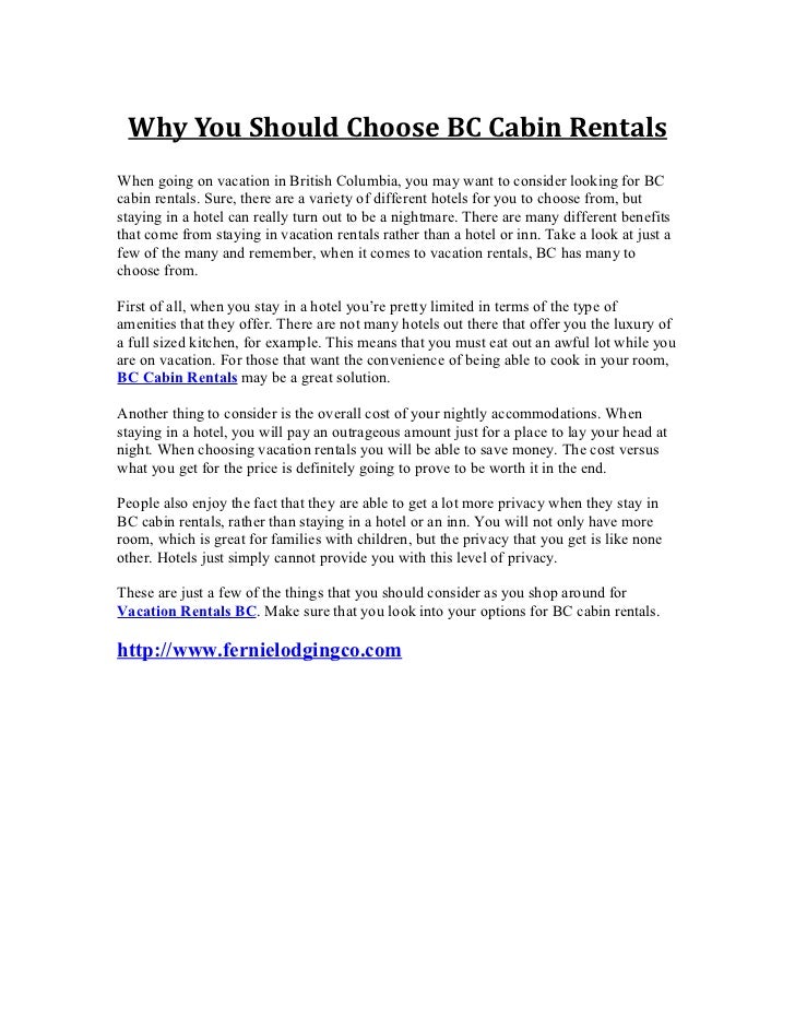 Why You Should Choose Bc Cabin Rentals