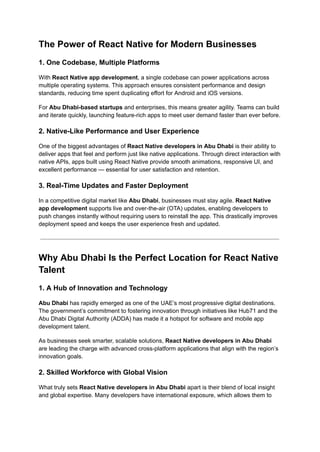 Why You Should Choose React Native Developers in Abu Dhabi for Cross ...