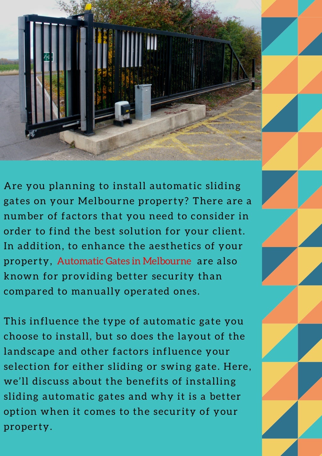 Why You Should Consider Opting for Sliding Automatic Gates Over Swing