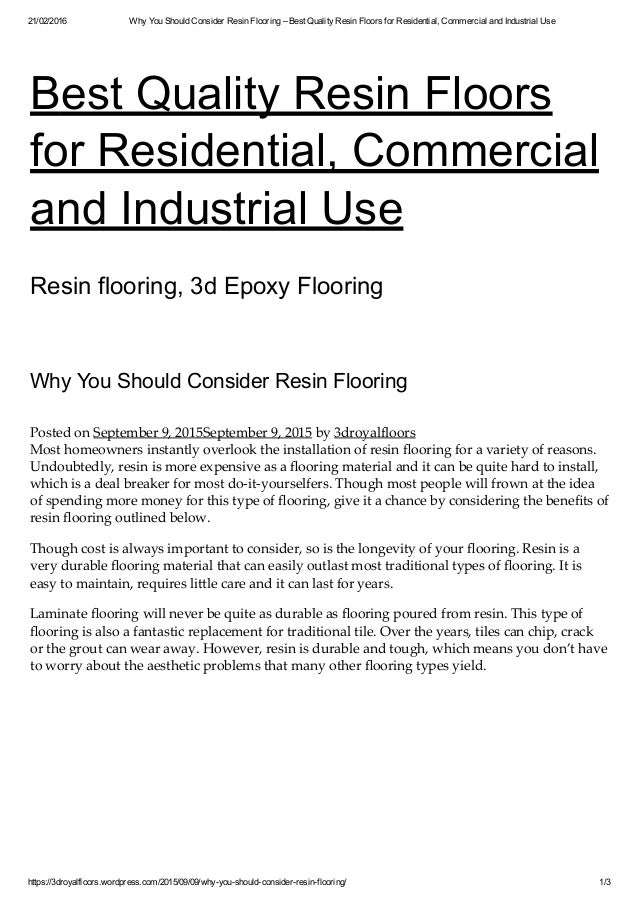 Why You Should Consider Resin Flooring Best Quality Resin Floors Fo