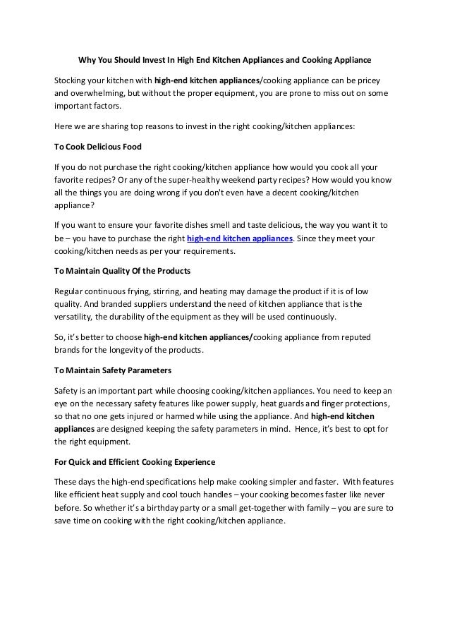 Why You Should Invest In The Right Kitchen Appliances