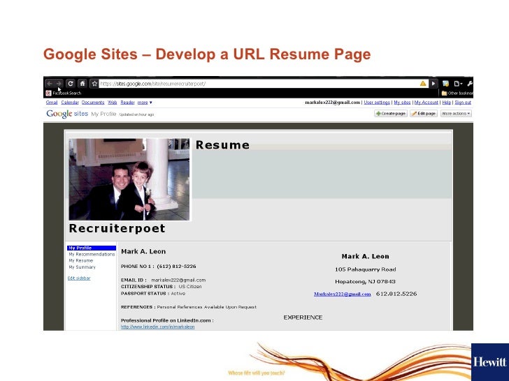 Online resume google sites