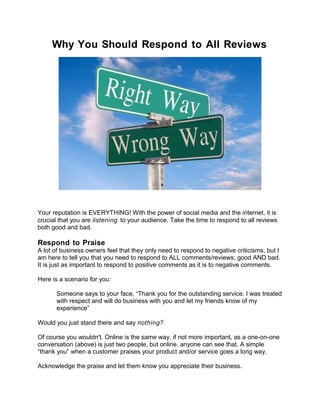 Why You Should Respond To All Reviews Pdf Why You Should Respond To All Reviews Pdf