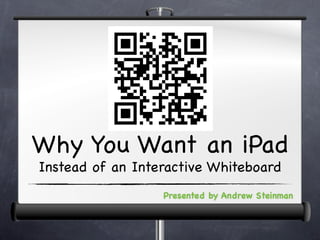 Why You Want an iPad
Instead of an Interactive Whiteboard
                  Presented by Andrew Steinman
 