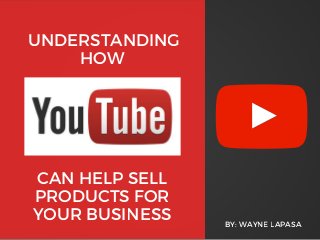 UNDERSTANDING
HOW
BY: WAYNE LAPASA
CAN HELP SELL
PRODUCTS FOR
YOUR BUSINESS
 