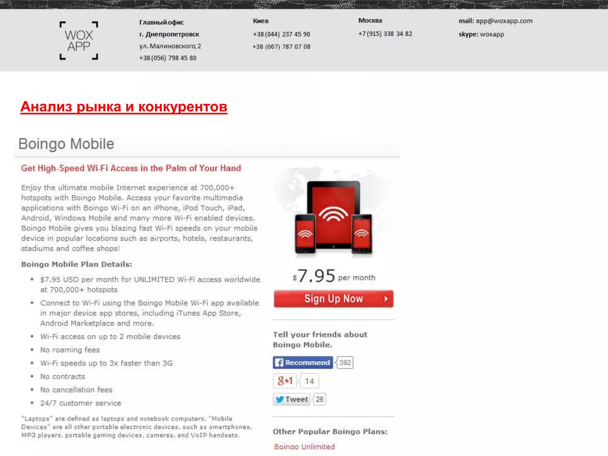 Анализ рынка и конкурентов
 