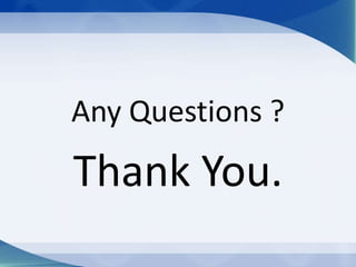 Any Questions ?
Thank You.
 