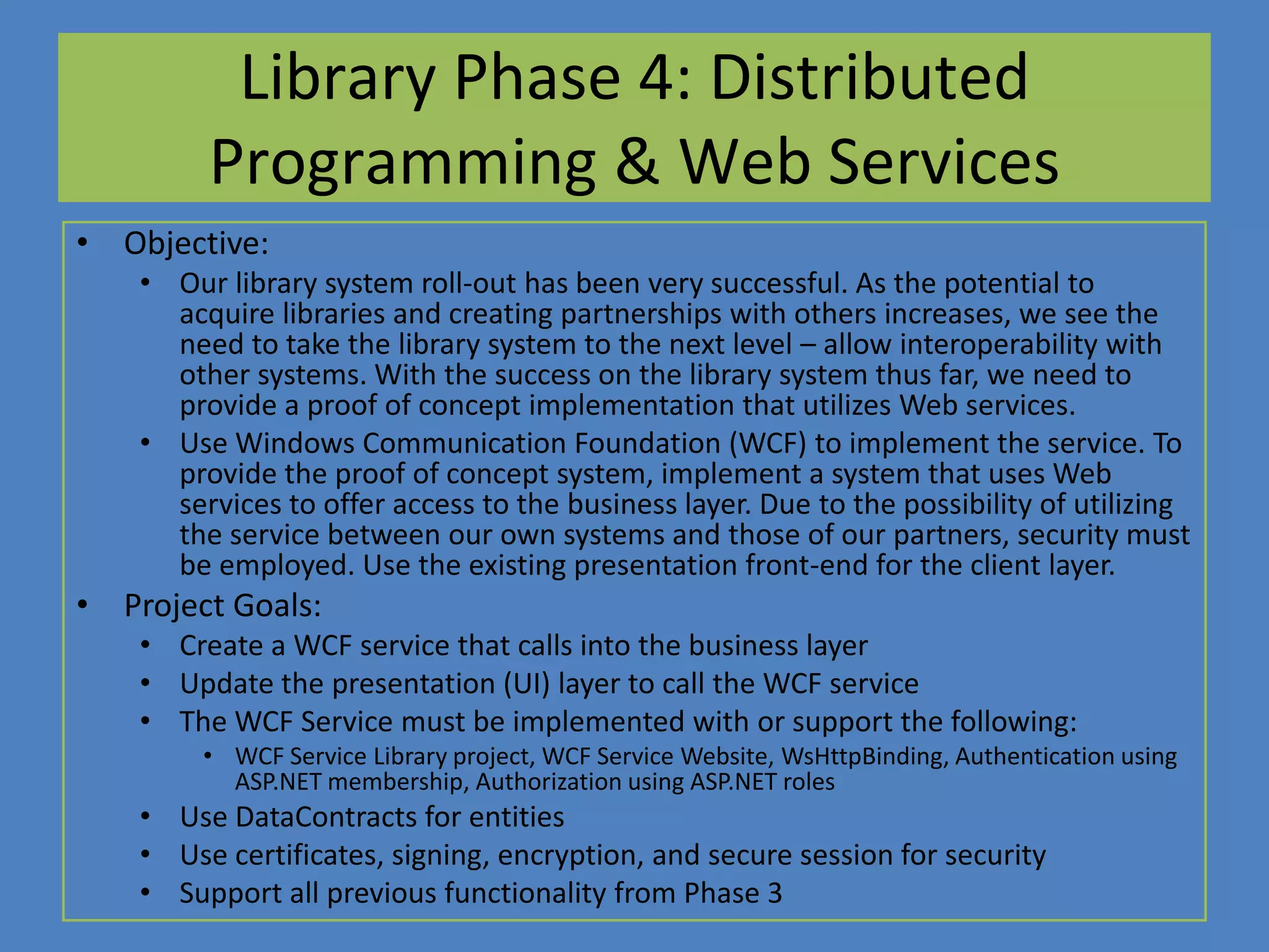 A database has been created to support the principal functions of a lending library’s day-to-day operations: adding new members (adult and juvenile) and checking books in and out. An assembly has been created that contains classes and interfaces that provide access to the database for these functions.
