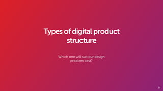 32
Typesofdigitalproduct
structure
Which one will suit our design
problem best?
 