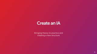 61
CreateanIA
Bringing theory to practice and
creating a new structure
 
