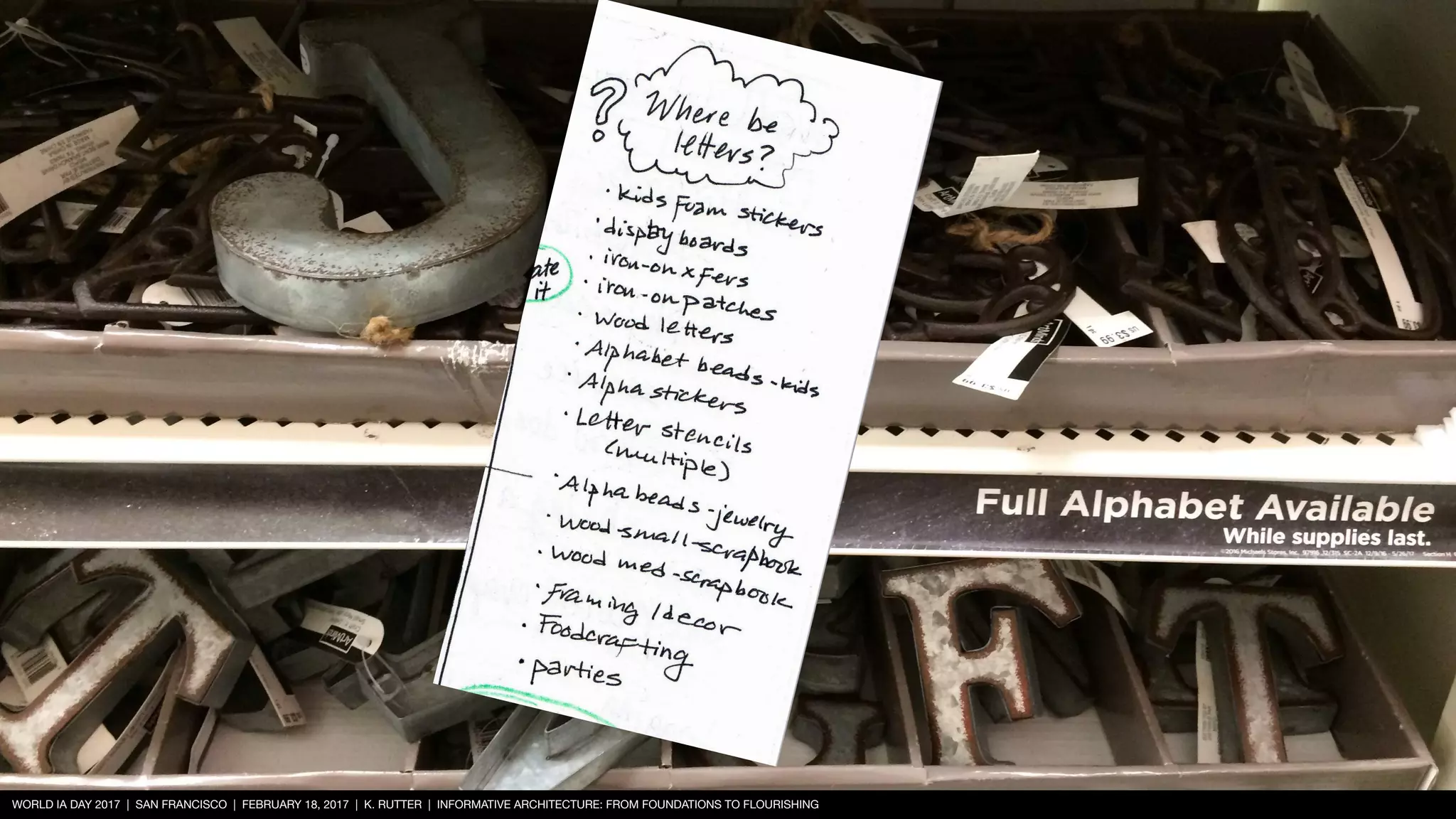WORLD IA DAY 2017 | SAN FRANCISCO | FEBRUARY 18, 2017 | K. RUTTER | INFORMATIVE ARCHITECTURE: FROM FOUNDATIONS TO FLOURISHING
 