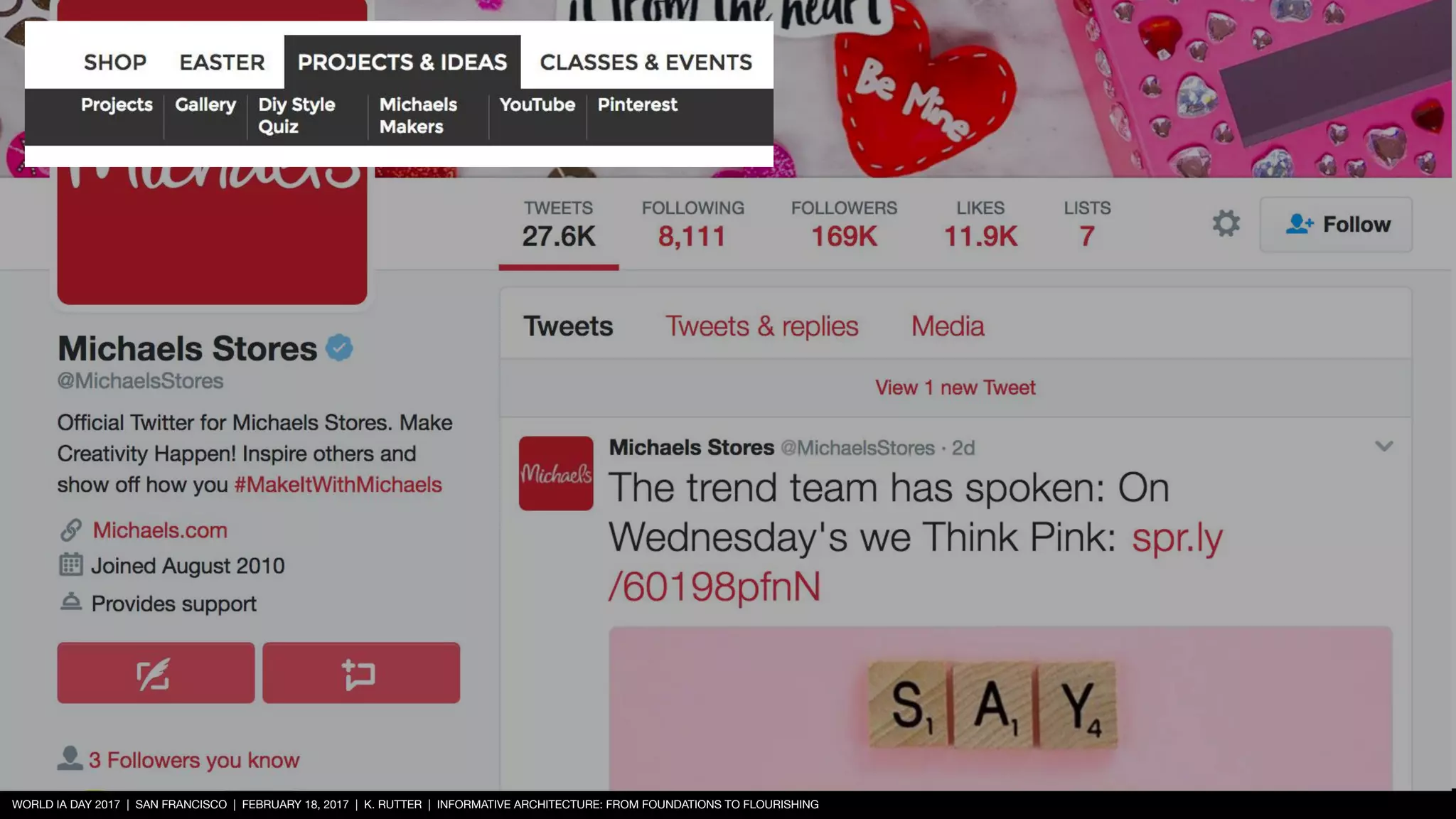 WORLD IA DAY 2017 | SAN FRANCISCO | FEBRUARY 18, 2017 | K. RUTTER | INFORMATIVE ARCHITECTURE: FROM FOUNDATIONS TO FLOURISHING
 