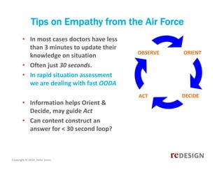 Tips on Empathy from the Air Force
• In most cases doctors have less 
than 3 minutes to update their 
knowledge on situati...