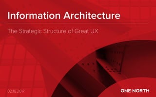 Information Architecture
02.18.2017
The Strategic Structure of Great UX
 