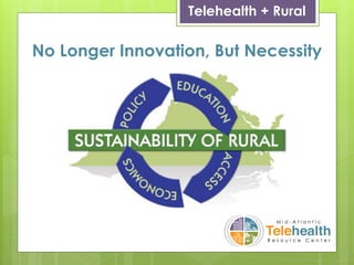 No Longer Innovation, But Necessity
Telehealth + Rural
 