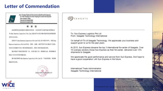 I n n o v a t i v e L o g i s t i c s S e r v i c e & S o l u t i o n P r o v i d e r
Letter of Commendation
 