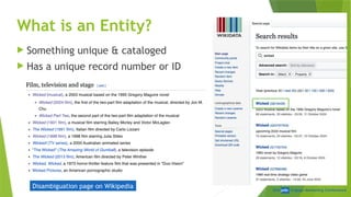 SEM pdx Engage Marketing Conference
What is an Entity?
 Something unique & cataloged
 Has a unique record number or ID
Disambiguation page on Wikipedia
 