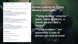 SEM pdx Engage Marketing Conference
Human Looking for Flying
Monkey Information
 “Flying Monkey” returns
jeans, hemp products, a
movie theater, and a
theory!
 “Flying monkeys” are
apparently a type of
person you should avoid
 