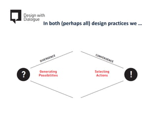 In both (perhaps all) design practices we …
 