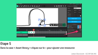 Etape 5
Dans la case « Asset library » cliquez sur le + pour ajouter une ressource
Julien Devriendt - CC BY-SA-NC
 
