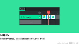 Etape 6
Sélectionnez les 3 scènes et décalez-les vers la droite.
Julien Devriendt - CC BY-SA-NC
 