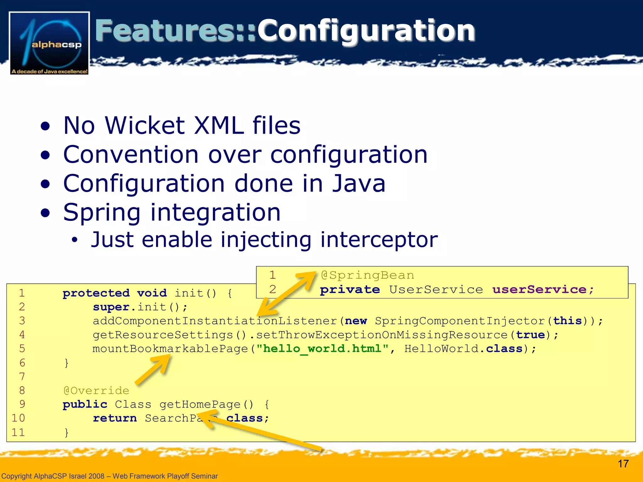 Wicket Presentation @ AlphaCSP Java Web Frameworks Playoff 2008