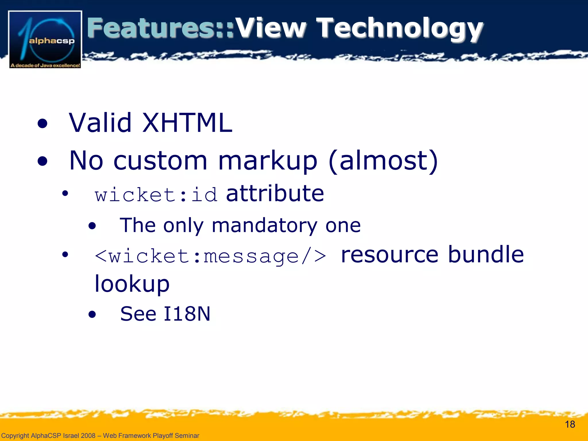 Wicket Presentation @ AlphaCSP Java Web Frameworks Playoff 2008