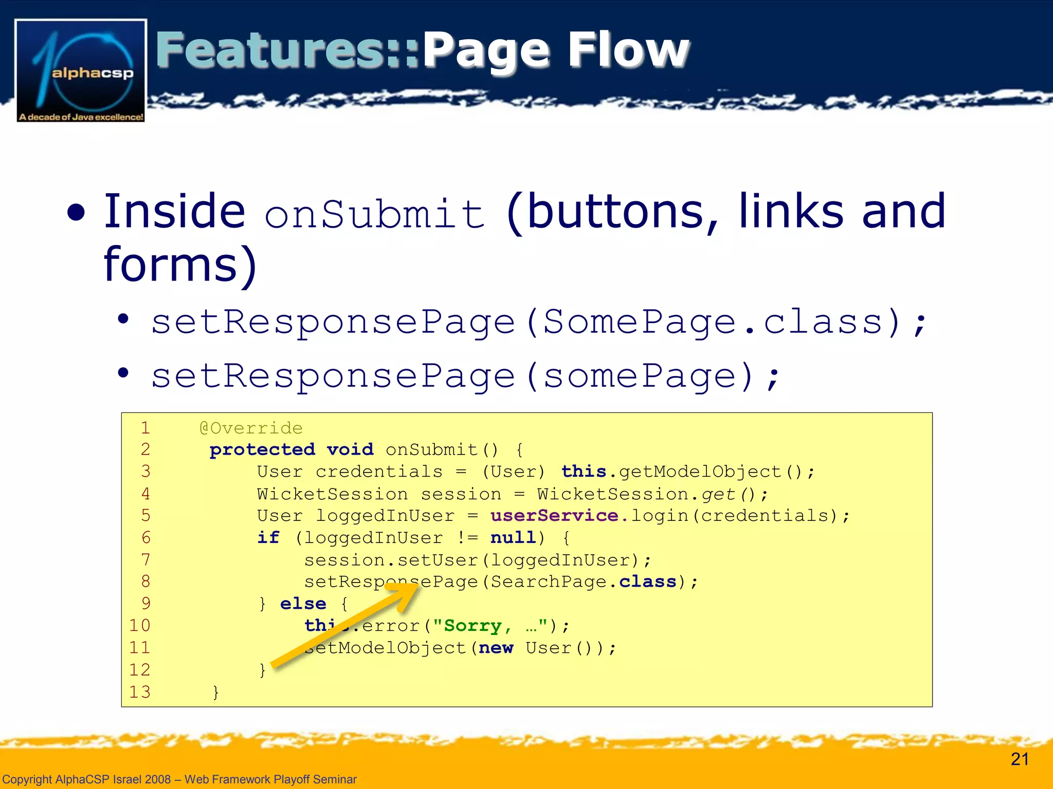 Wicket Presentation @ AlphaCSP Java Web Frameworks Playoff 2008