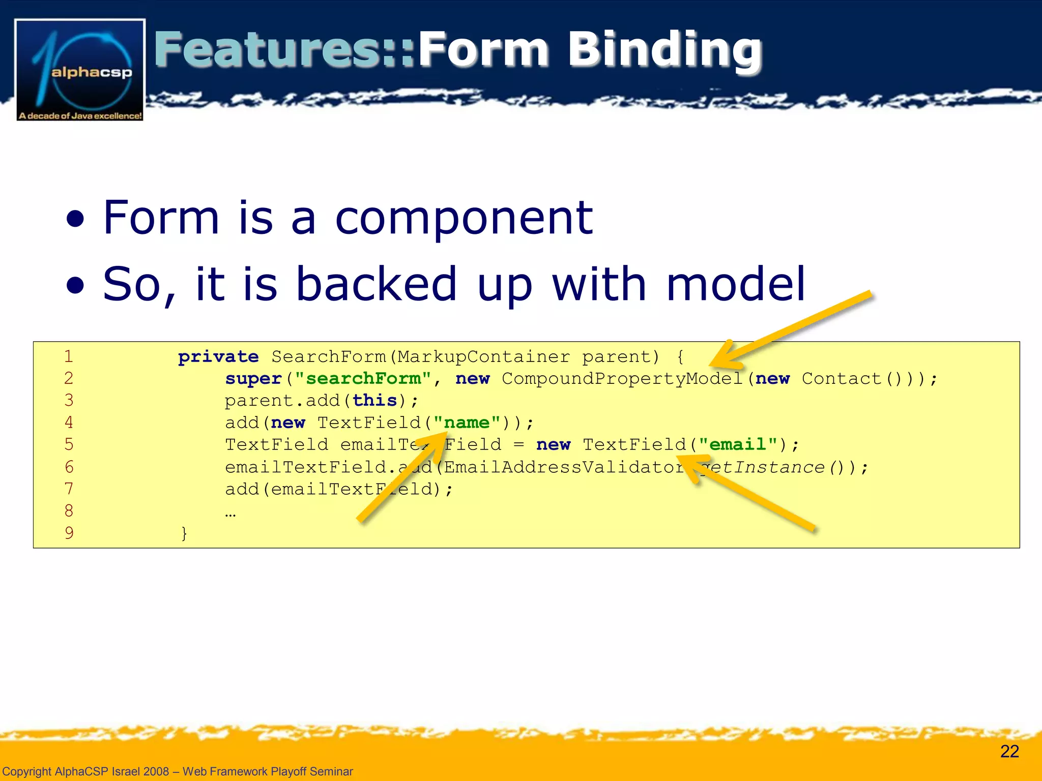 Wicket Presentation @ AlphaCSP Java Web Frameworks Playoff 2008