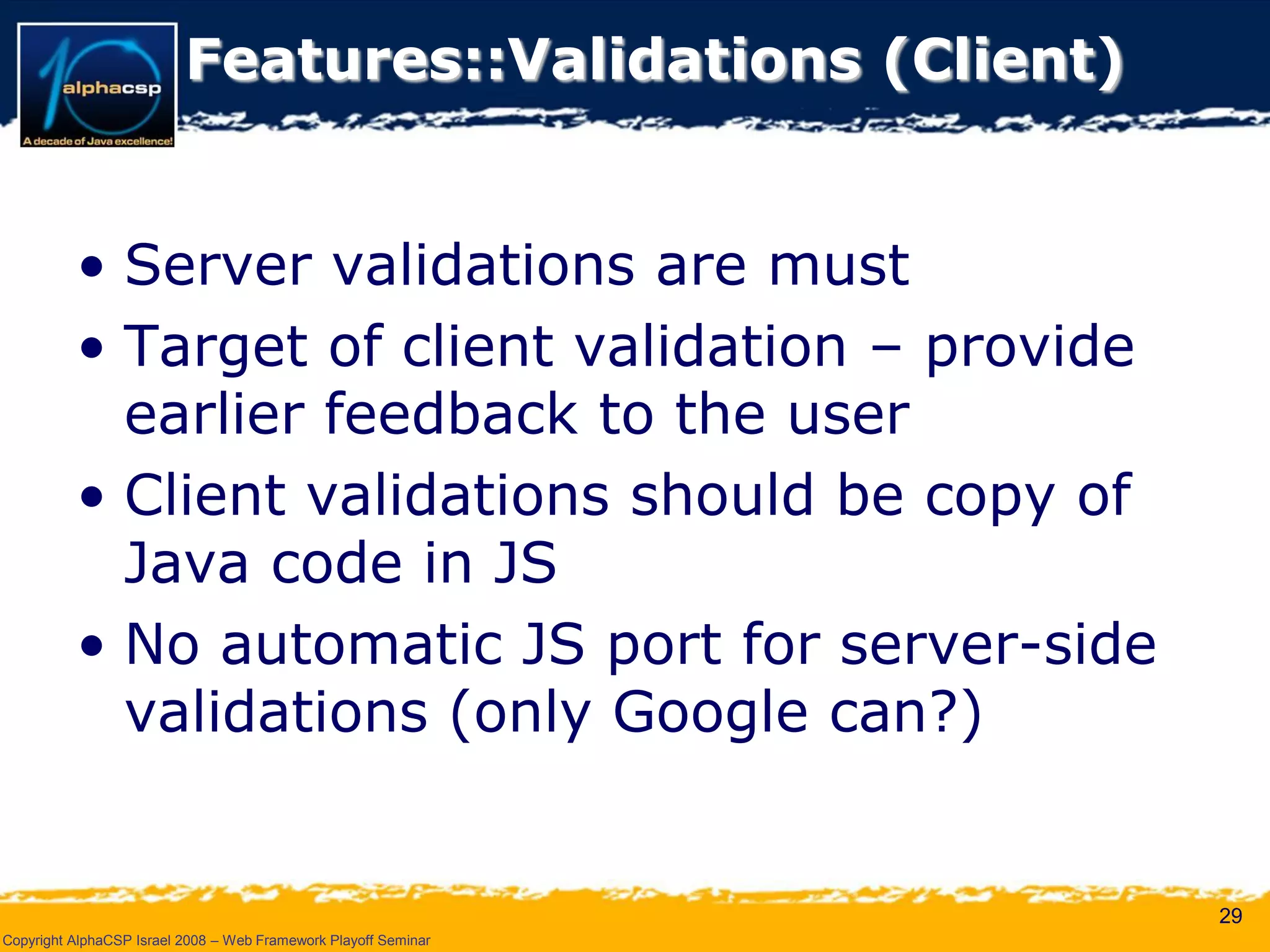 Wicket Presentation @ AlphaCSP Java Web Frameworks Playoff 2008