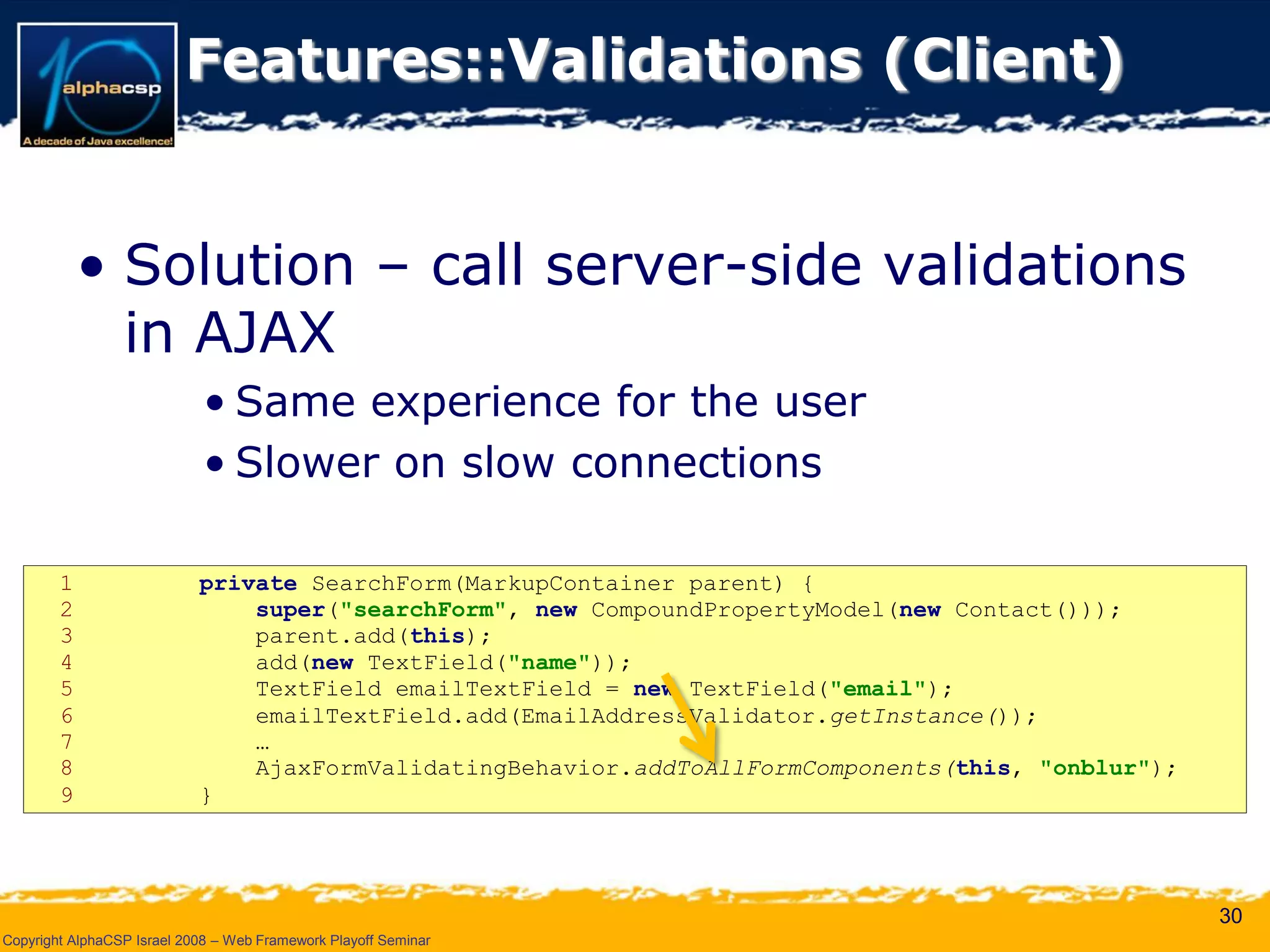 Wicket Presentation @ AlphaCSP Java Web Frameworks Playoff 2008