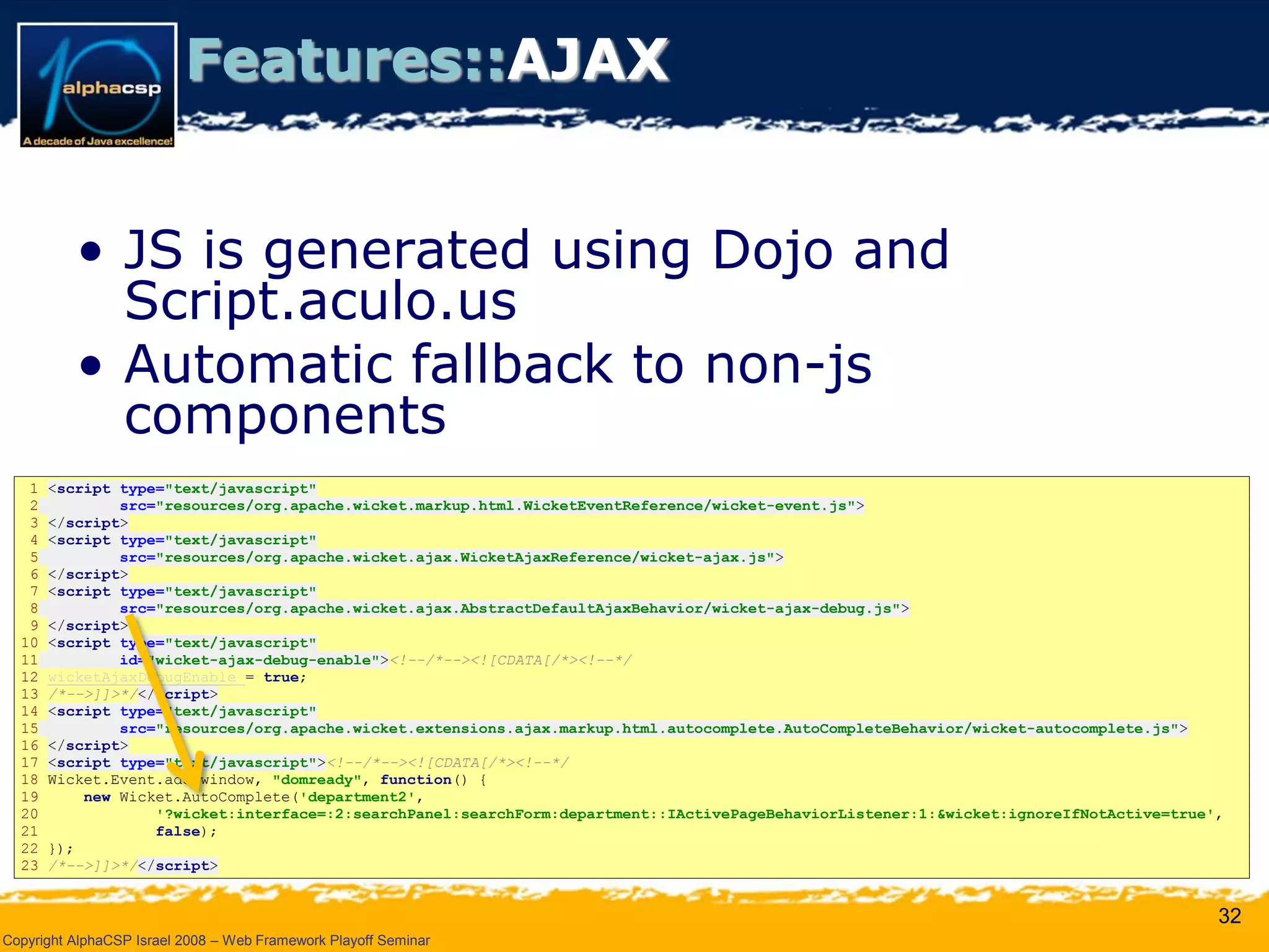Wicket Presentation @ AlphaCSP Java Web Frameworks Playoff 2008