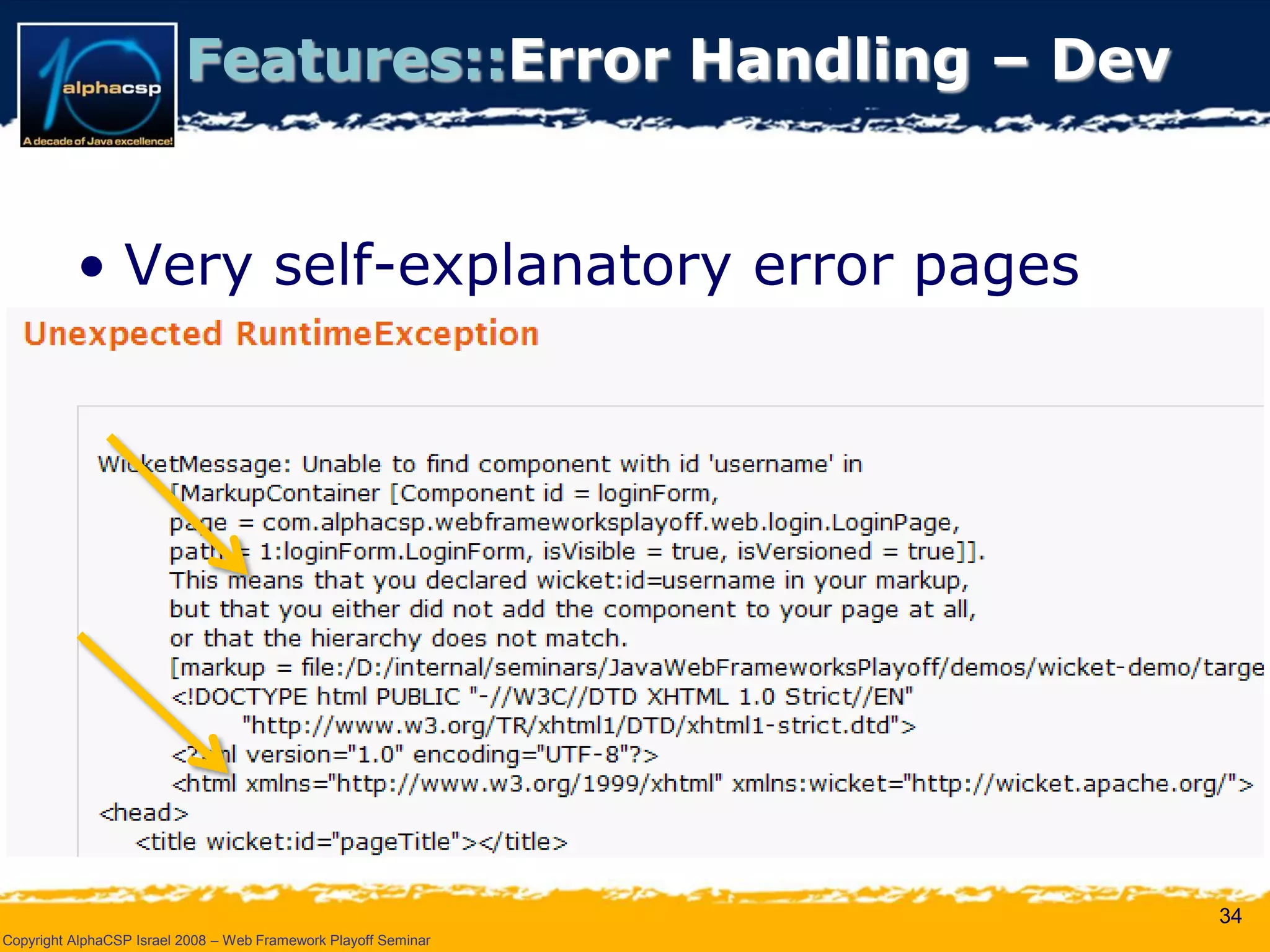 Wicket Presentation @ AlphaCSP Java Web Frameworks Playoff 2008