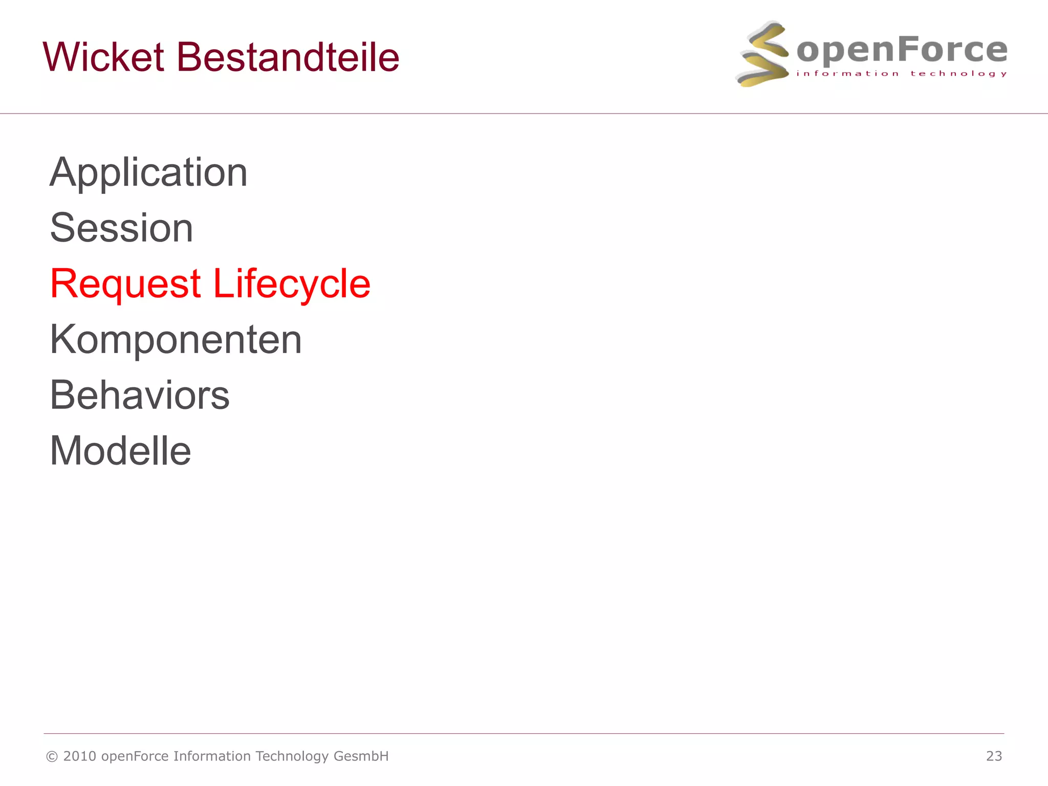 Wicket Bestandteile Application 