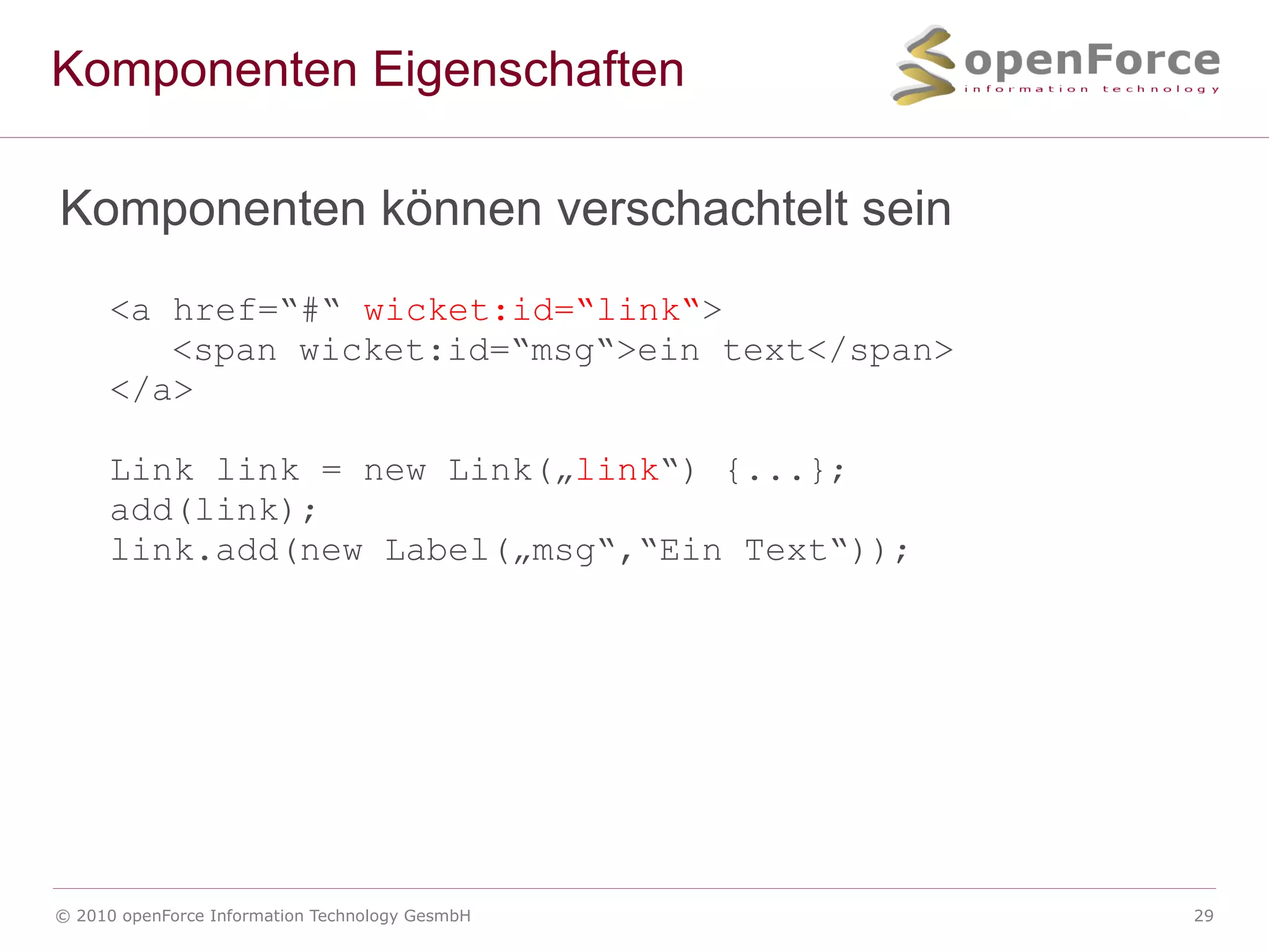 Wicket Bestandteile Application 