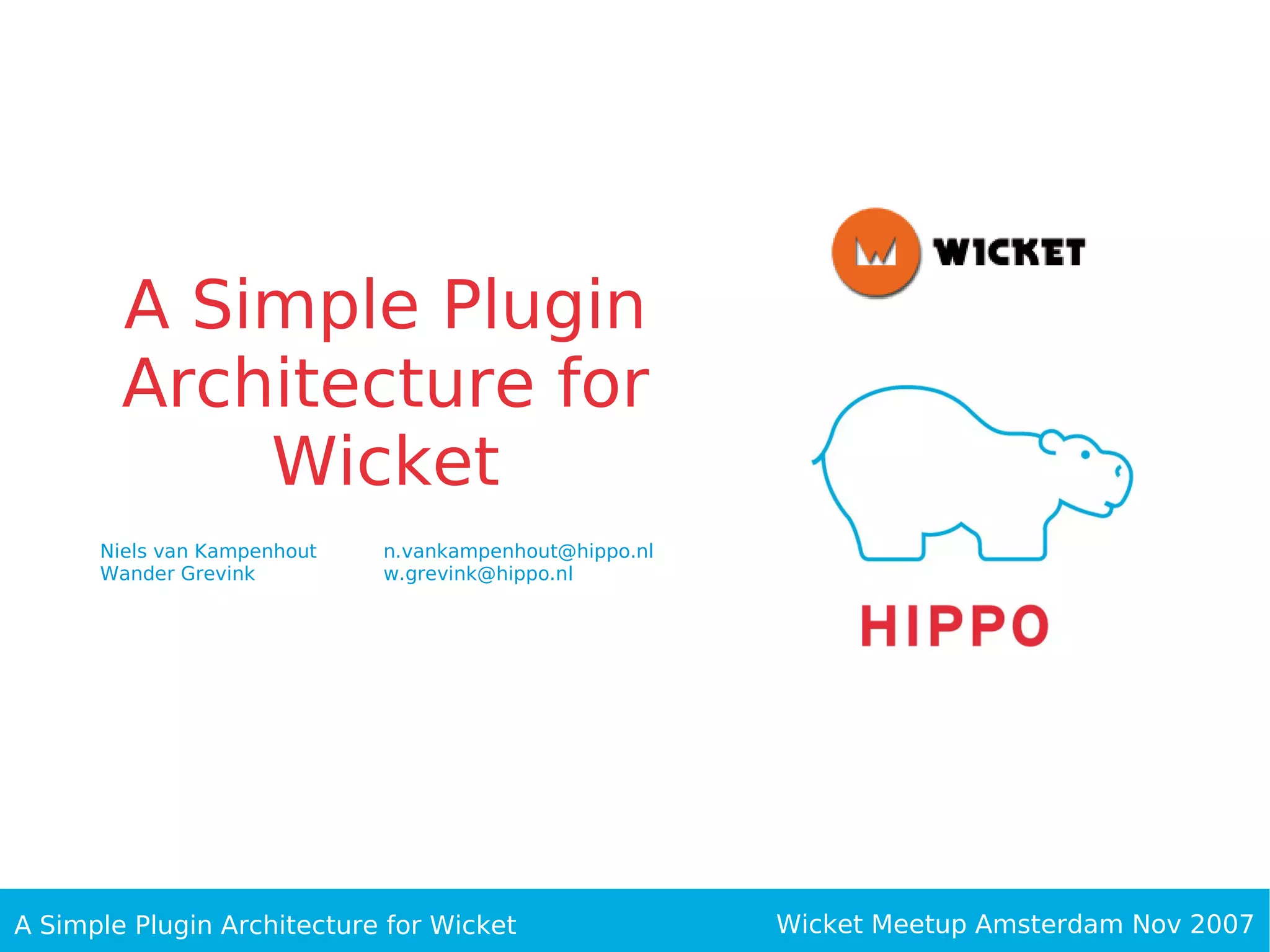 A Simple Plugin Architecture for Wicket