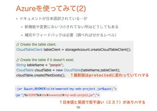Azureを使ってみて(2)
50
 