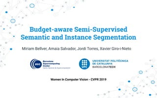 Budget-aware Semi-Supervised
Semantic and Instance Segmentation
Miriam Bellver, Amaia Salvador, Jordi Torres, Xavier Giro-i-Nieto
Women In Computer Vision - CVPR 2019
 