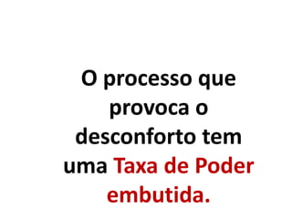 O processo que
provoca o
desconforto tem
uma Taxa de Poder
embutida.
 