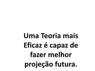 Uma Teoria mais
Eficaz é capaz de
fazer melhor
projeção futura.
 