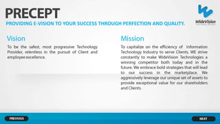 PROVIDING E-VISION TO YOUR SUCCESS THROUGH PERFECTION AND QUALITY.




                                                 .
 