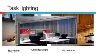 Task lighting
Study table Kitchen areaOffice task light
18
 