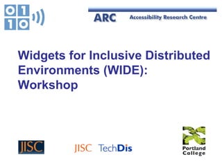 Widgets for Inclusive Distributed Environments (WIDE): Workshop 
