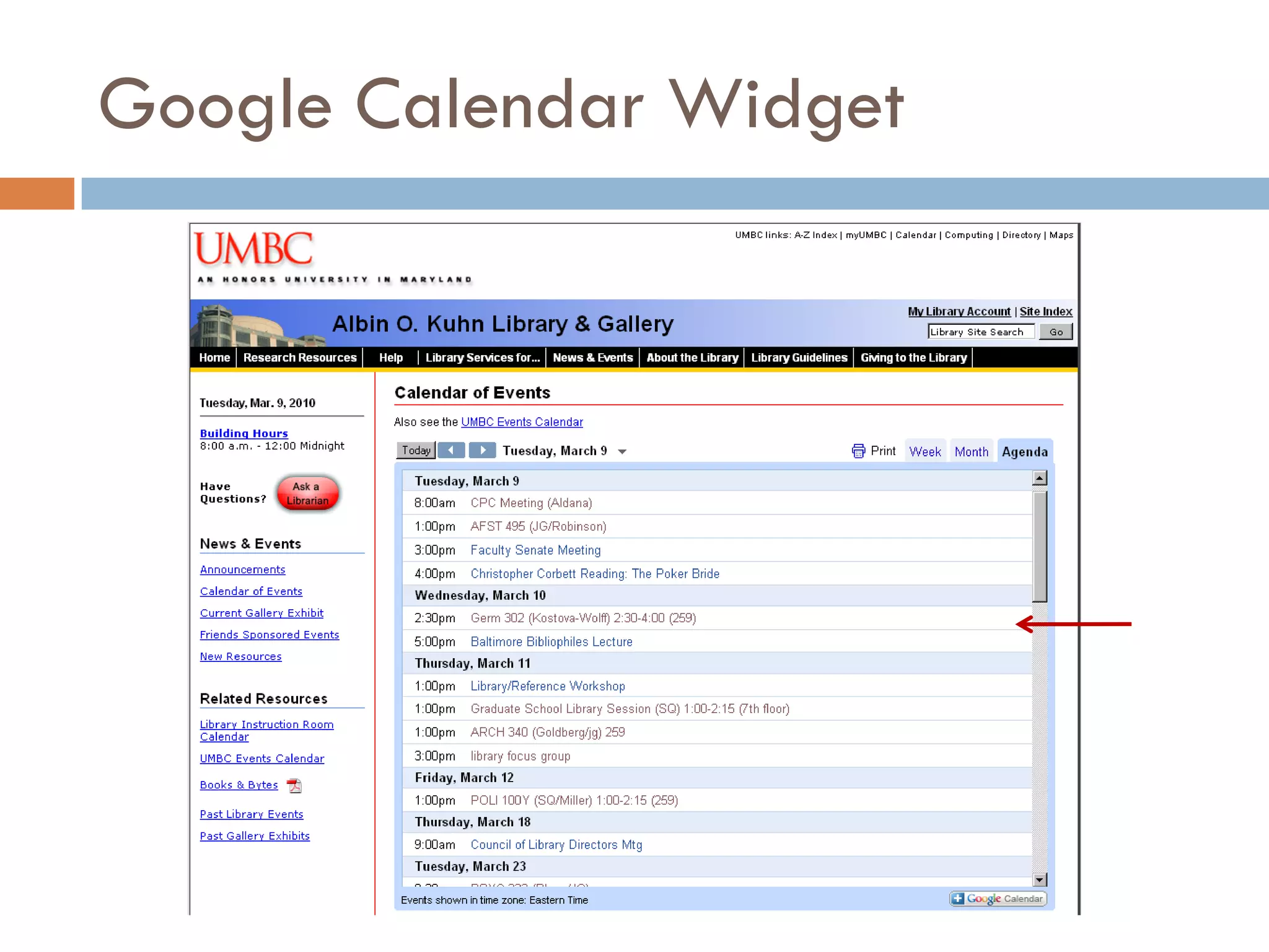 Google Calendar Widget
 