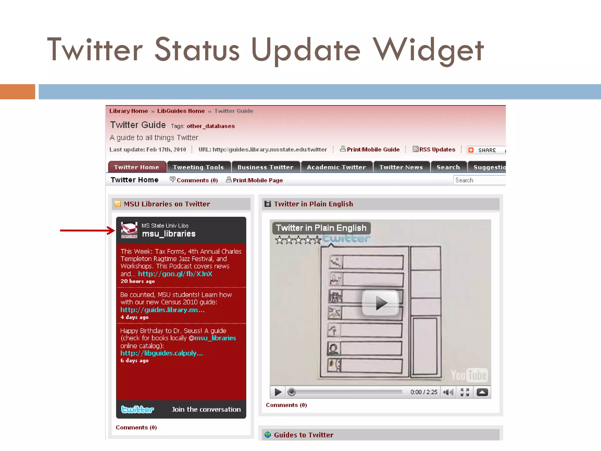Twitter Status Update Widget
 