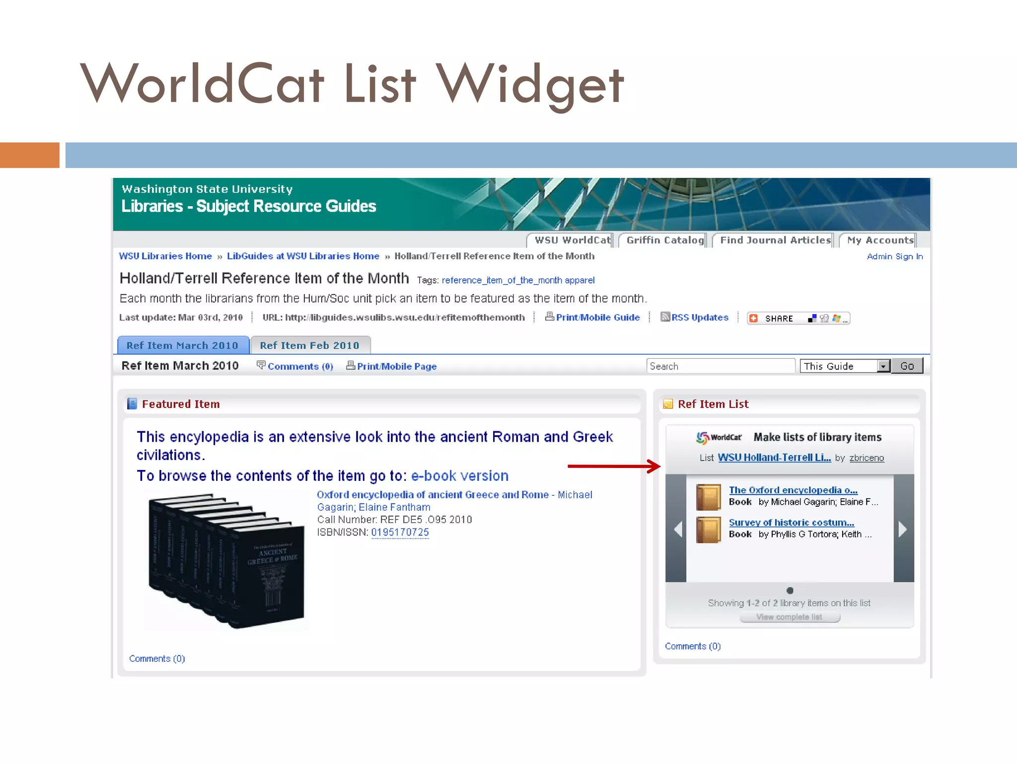 WorldCat List Widget
 