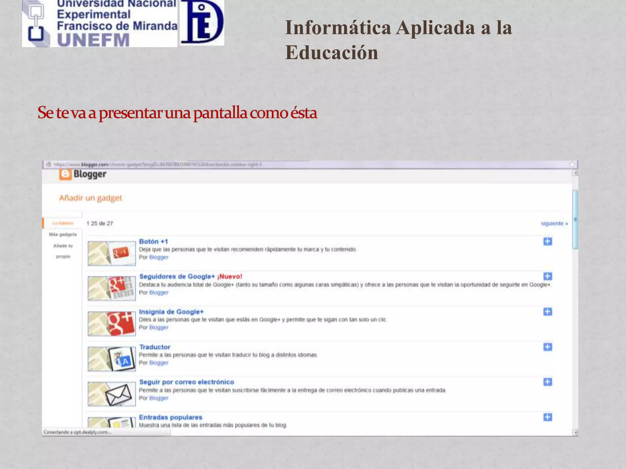 Informática Aplicada a la
Educación