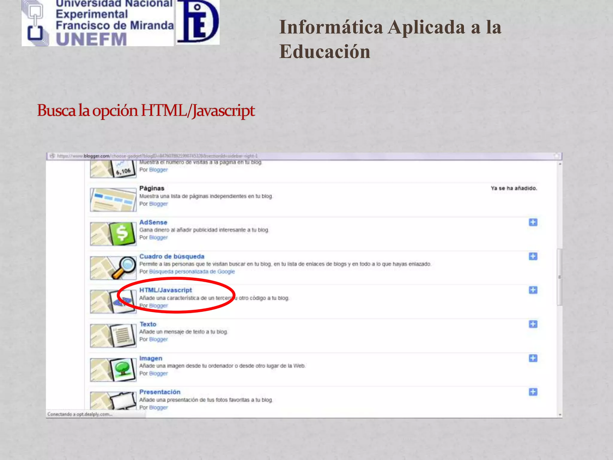Informática Aplicada a la
Educación