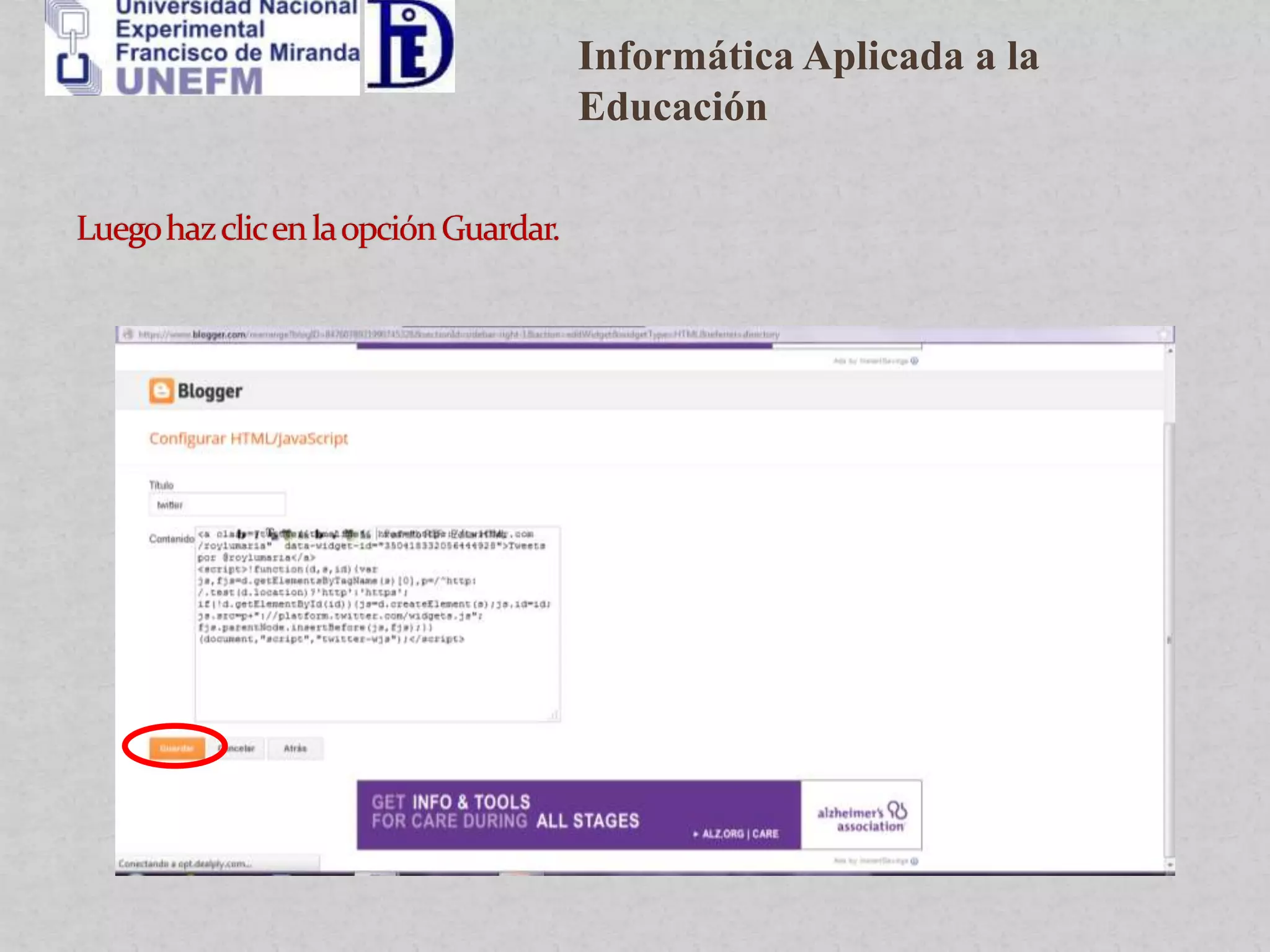 Informática Aplicada a la
Educación