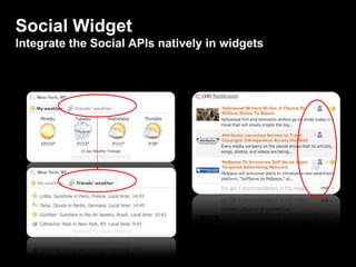 Social Widget Integrate the Social APIs natively in widgets 